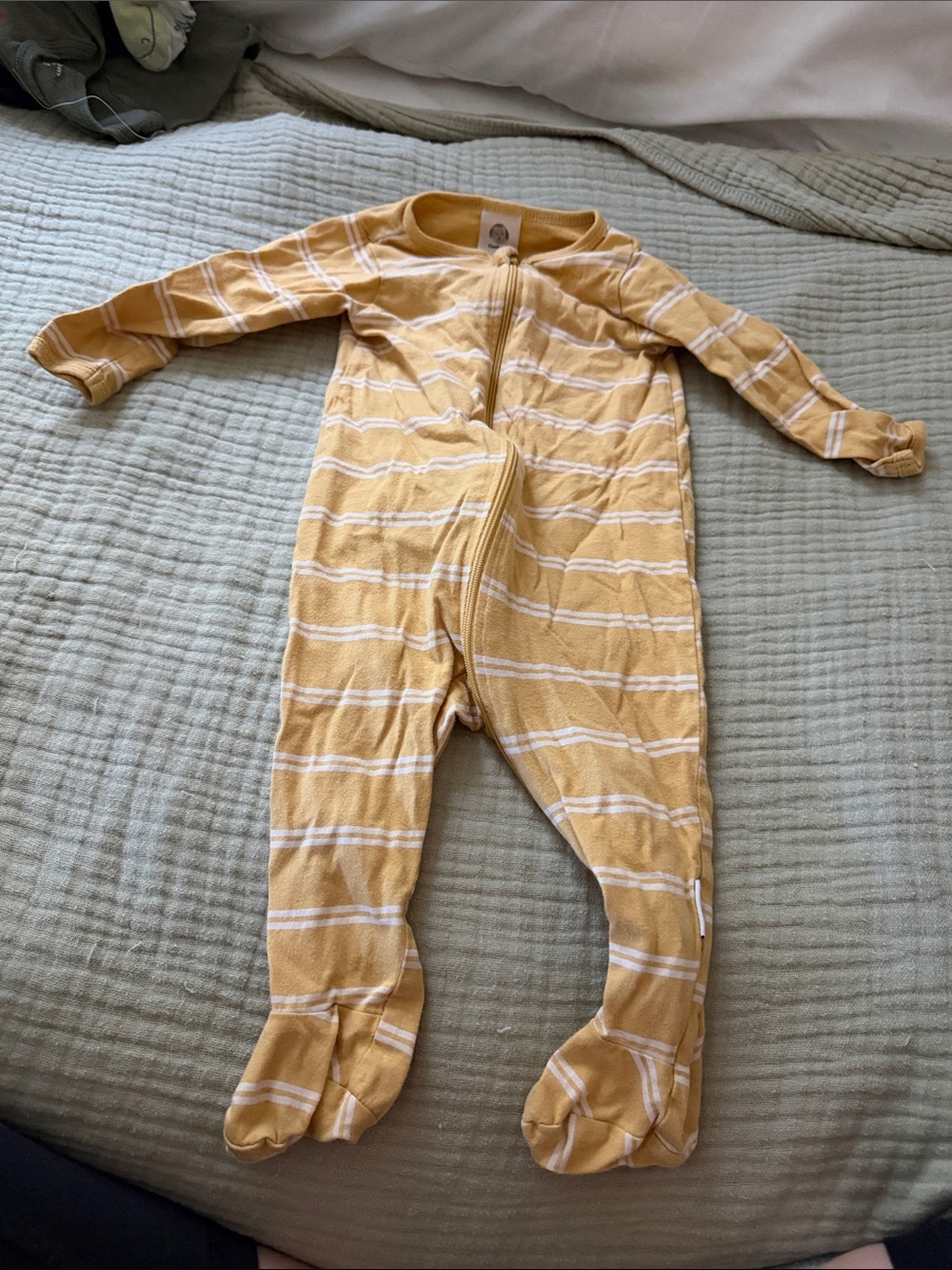 Gerber Yellow and White Striped Footed One-Piece